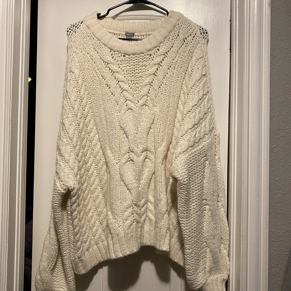 Cream oversized cable knit sweater